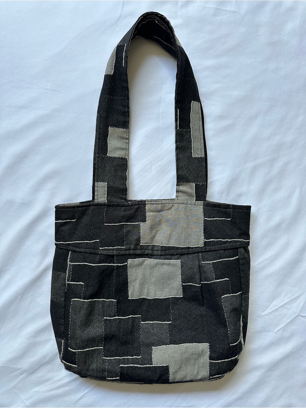Black & Gray Patchwork Tote Bag